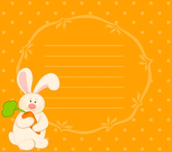Cartone animato piccolo coniglietto giocattolo con carota — Vettoriale Stock