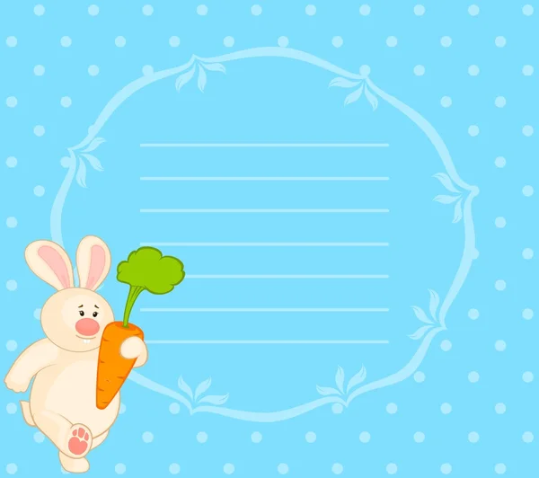 Cartoon little toy bunny with carrot — Stock Vector