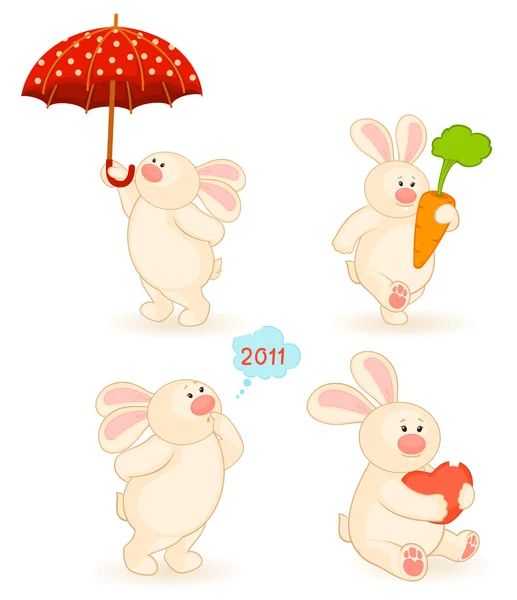 Ensemble vectoriel de dessin animé petit lapin jouet — Image vectorielle