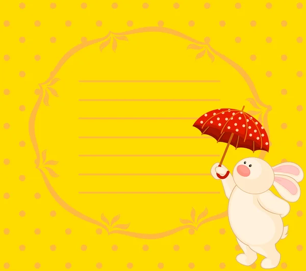 Kartun kelinci mainan kecil dengan payung - Stok Vektor