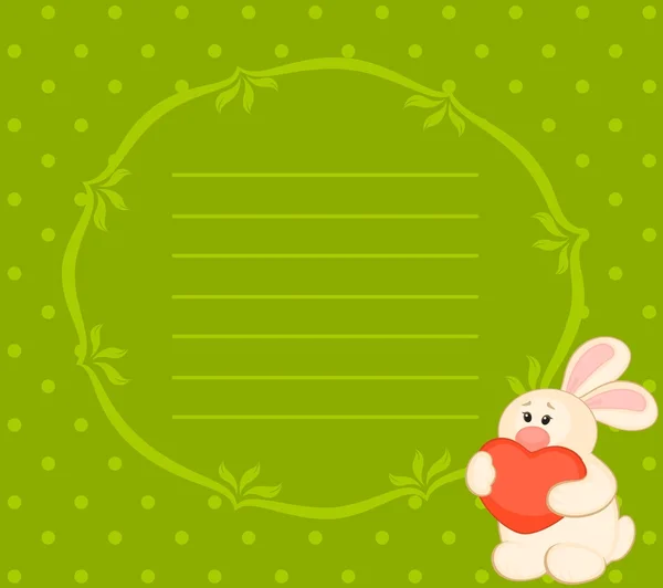 Cartoon little toy bunny with heart — Stock Vector