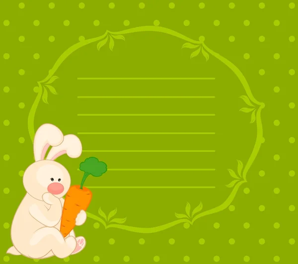 Vettore cartone animato piccolo coniglietto giocattolo con carota — Vettoriale Stock
