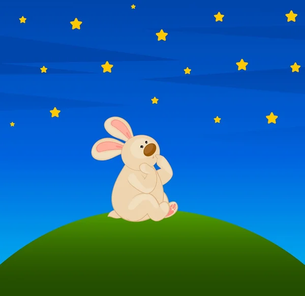 Vector cartoon little toy bunny with stars — Stock Vector
