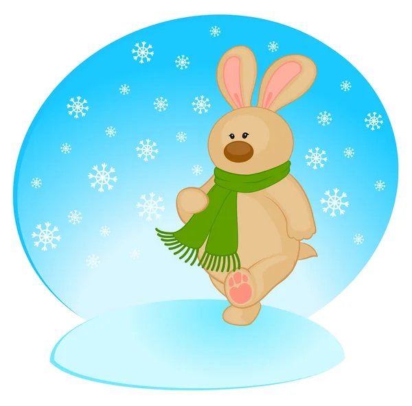 Vector desenho animado pequeno brinquedo coelho no cachecol —  Vetores de Stock