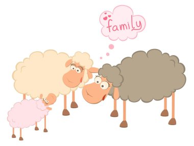 Family of cartoon sheep clipart