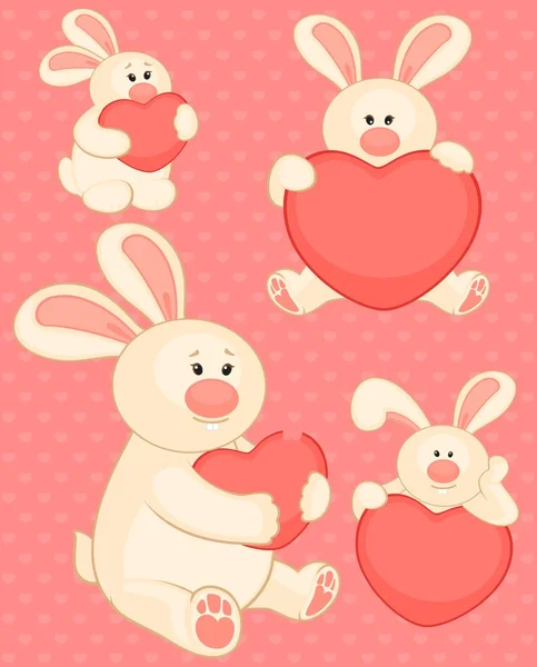Vector desenho animado coelhinho de brinquedo com coração —  Vetores de Stock