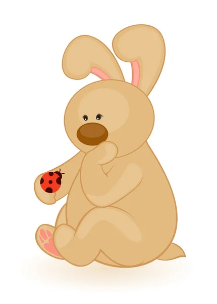 动漫与瓢虫的小玩具兔子。 — 图库矢量图片