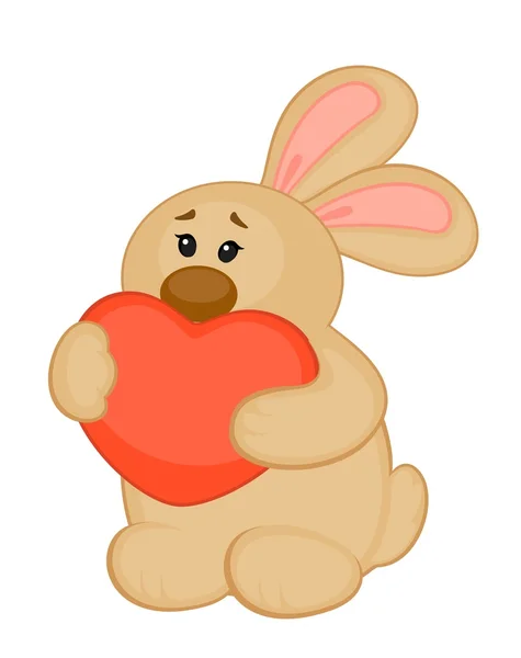 Vector de dibujos animados pequeño conejito de juguete con corazón — Vector de stock