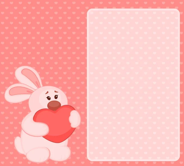 Vecteur dessin animé petit lapin jouet avec coeur — Image vectorielle