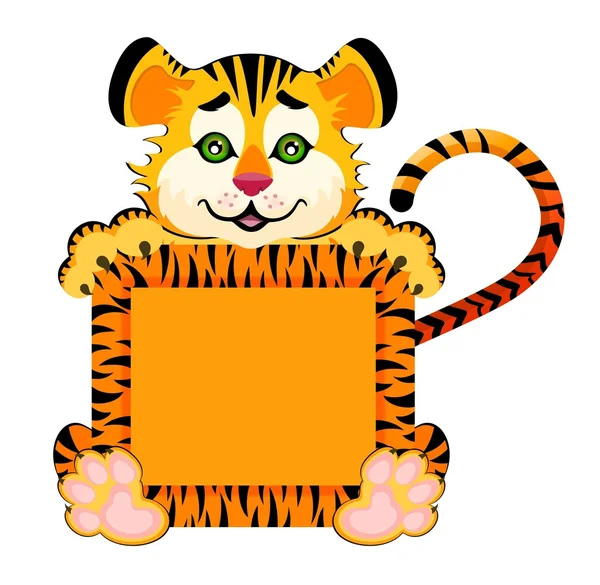 Signe 2010 ans est un beau petit tigre sur fond — Image vectorielle