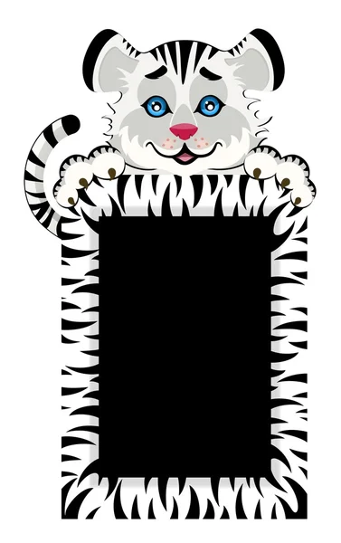 Sign 2010 years is a beautiful little tiger on background — Stock Vector
