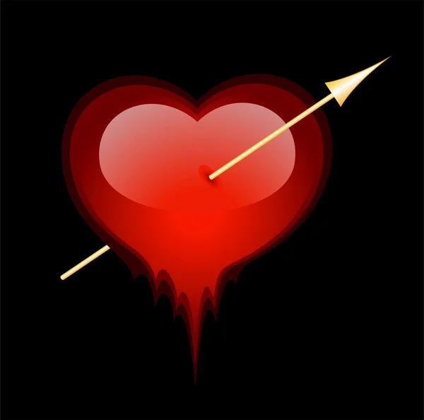 Schönes leuchtend rotes Herz für ein Design am Valentinstag — Stockvektor