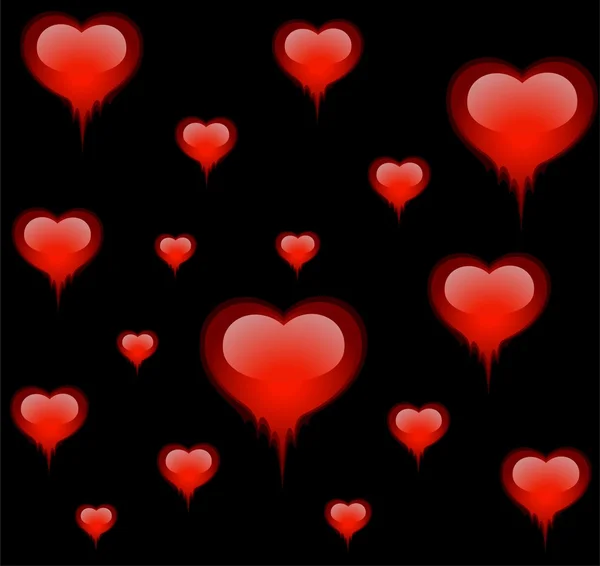 Coração vermelho brilhante bonito de um desenho no dia de Valentim — Vetor de Stock