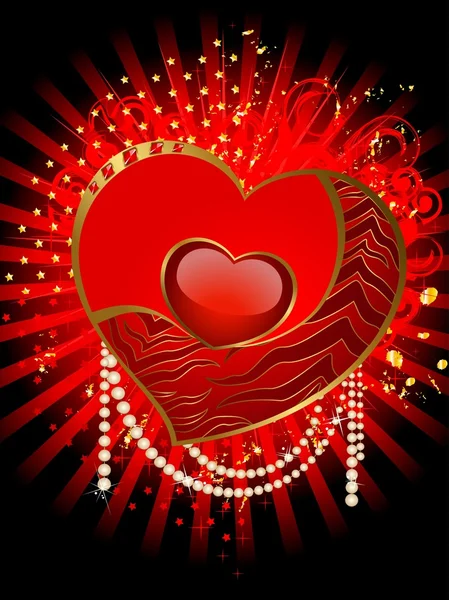 Bellissimo cuore rosso è decorato per il Natale — Vettoriale Stock