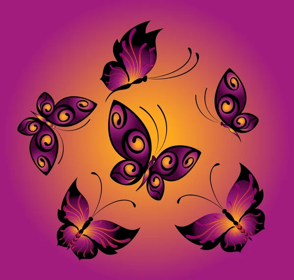 設計のための美しい蝶のセット — ストックベクタ