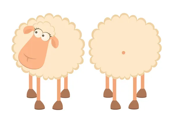 Ilustración de dos ovejas de dibujos animados — Vector de stock