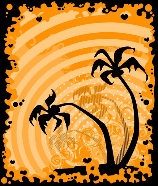 Bandiera estiva con palme tropicali — Vettoriale Stock