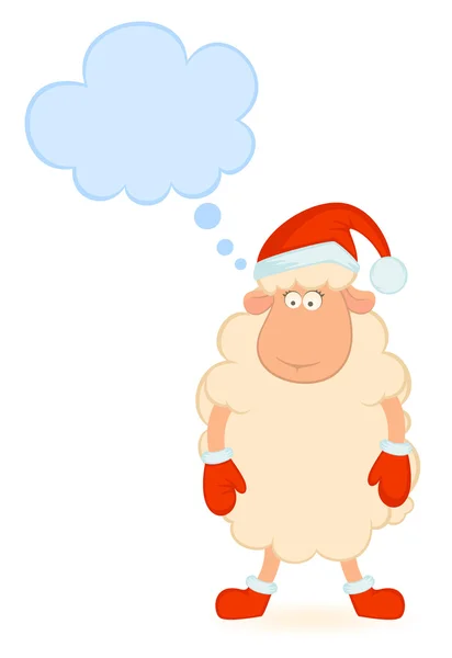 Cartoon funny Christmas sheep — Stock Vector
