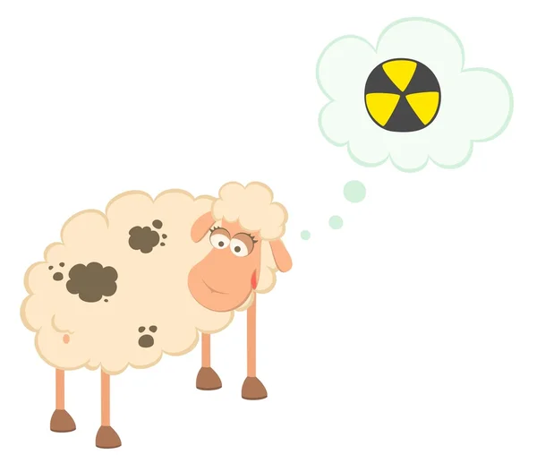 Vettore cartone animato pecore malati con segno tossico — Vettoriale Stock