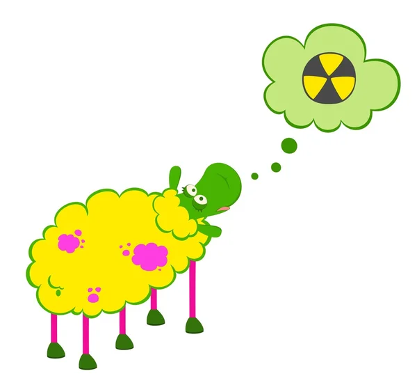 Kreskówka chorych owiec z znak toksyczny wektor — Wektor stockowy