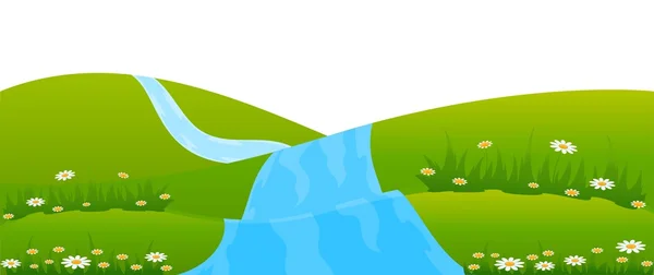 Land landskap med flod — Stock vektor