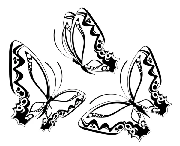 Hermosa mariposa sobre un fondo blanco — Vector de stock