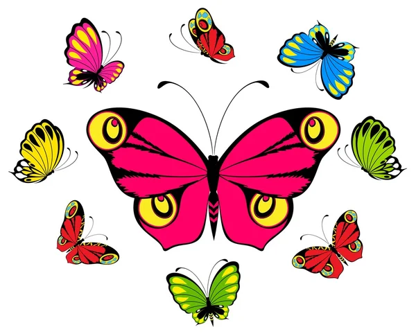 Krásný motýl na bílém pozadí — Stockový vektor