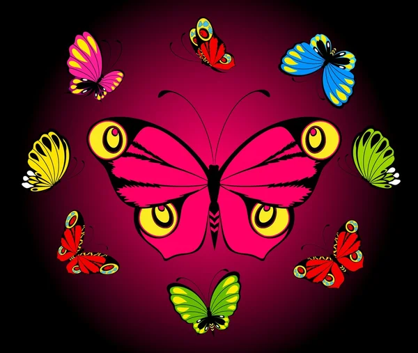 Beau papillon sur fond noir — Image vectorielle