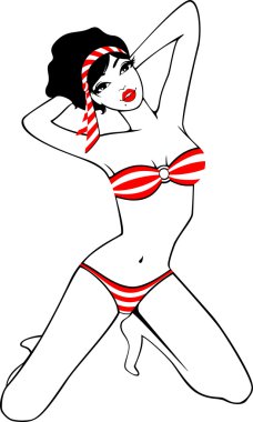 Beautiful pin-up girl in retro style. clipart