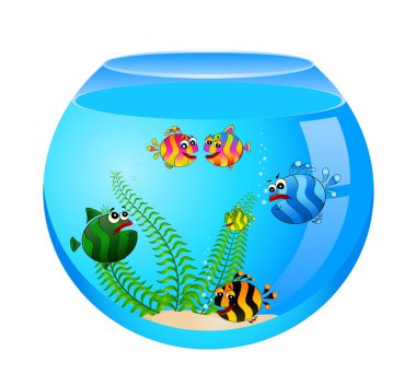 Set of little colorful tropical fish clipart