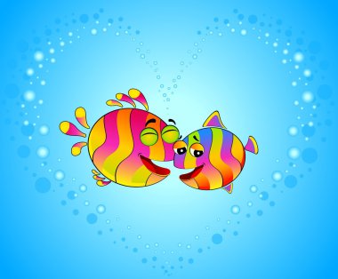 Colorful tropical fish in love for the day of Valentine
