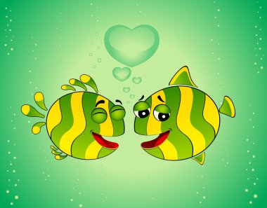Sevgililer gününün aşık renkli tropikal balık