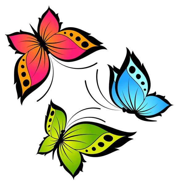 Schöne Schmetterlinge für ein Design — Stockvektor