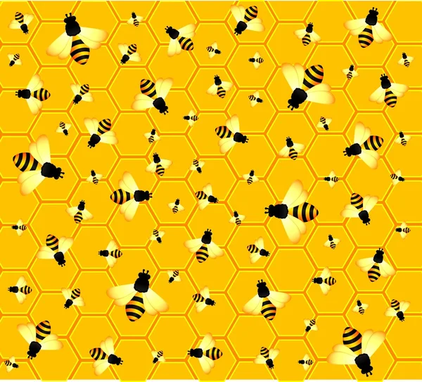 Belo fundo brilhante com abelhas engraçadas — Vetor de Stock