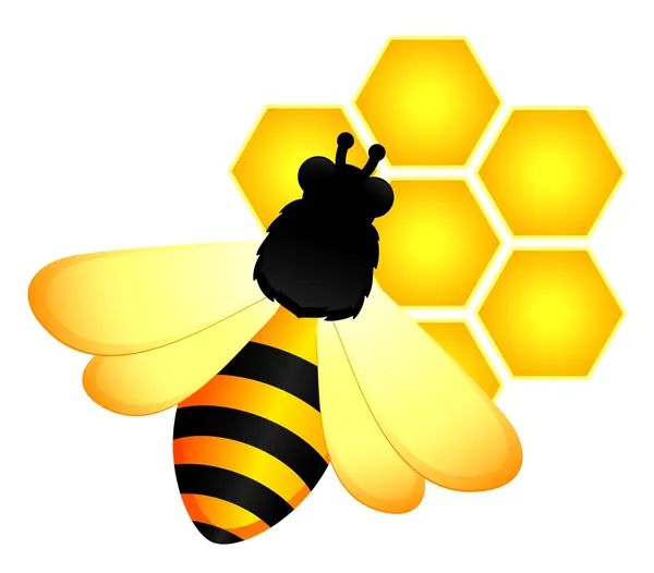 Bello sfondo luminoso con api divertenti — Vettoriale Stock