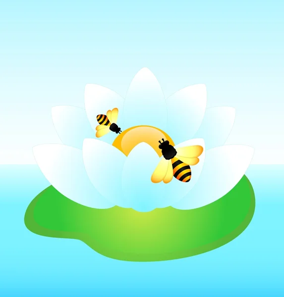 Grappige bee en lily — Stockvector