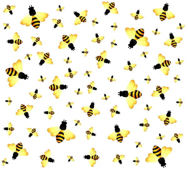 Schöner heller Hintergrund mit lustigen Bienen — Stockvektor