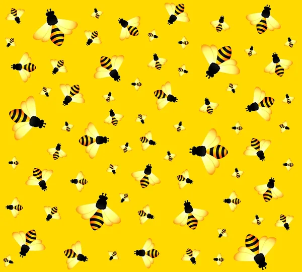 Belo fundo brilhante com abelhas engraçadas —  Vetores de Stock