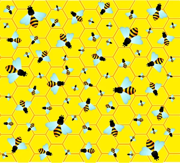 Gyönyörű világos háttér vicces méhek — Stock Vector