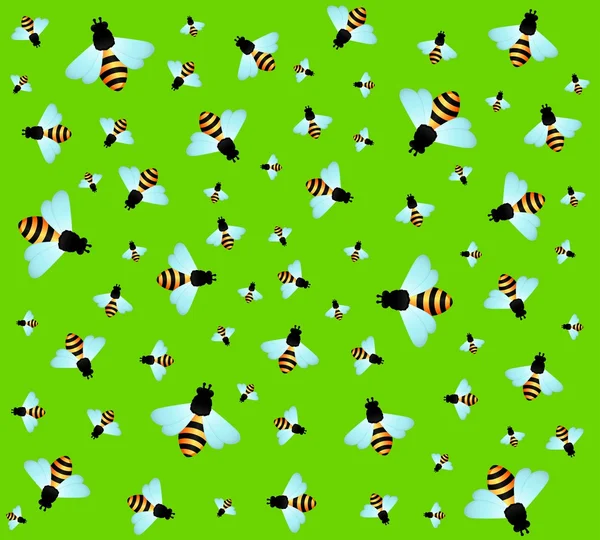 Mooie lichte achtergrond met grappige bijen — Stockvector