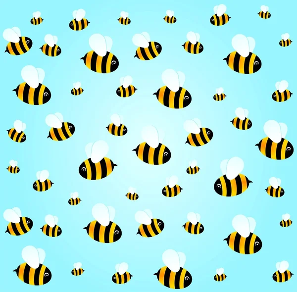 Hermoso fondo brillante con abejas divertidas — Vector de stock