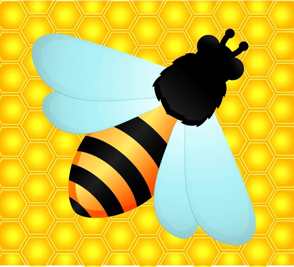 Hermoso fondo brillante con abeja divertida — Vector de stock