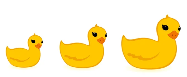 Beyaz izole sarı lastik ördek — Stok Vektör