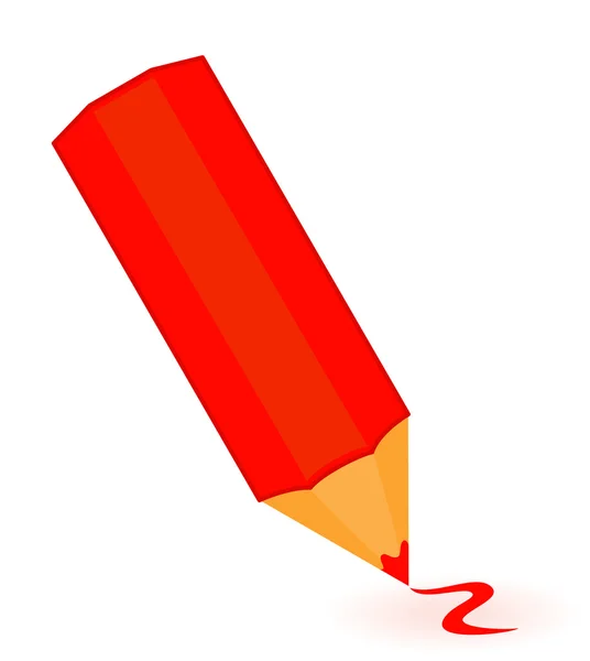 Vector red pencil on white background — Stock Vector