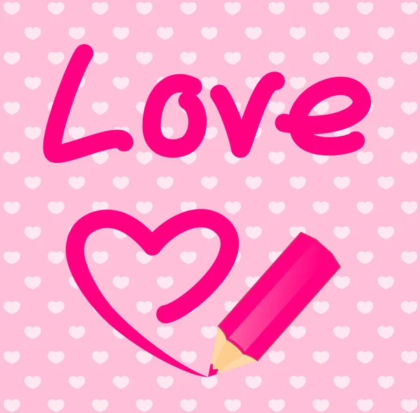 Pink pencil drew a heart. — Stock Vector