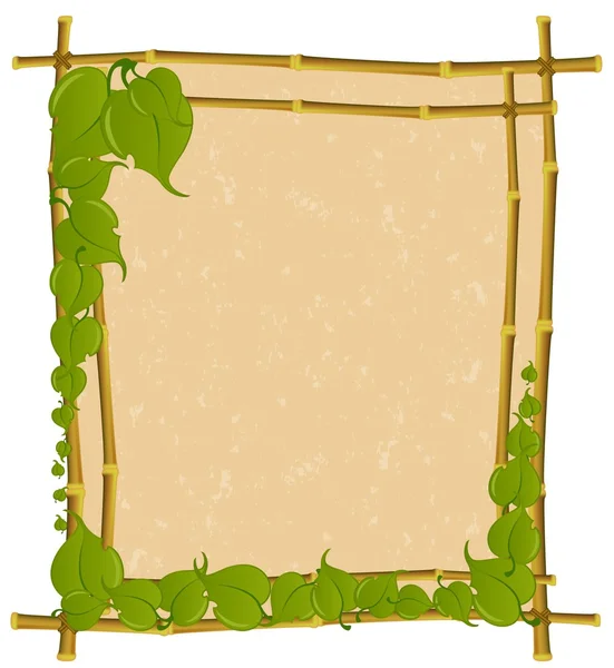 Beautiful frame from a bamboo with green leaves — Stock Vector