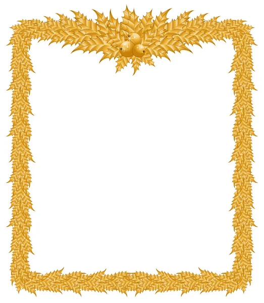 Hermoso marco de Navidad de oro sobre un fondo blanco — Vector de stock