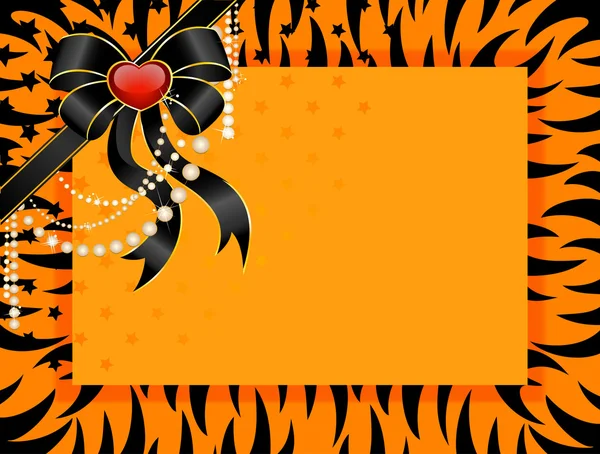 Beau cadre dans le style de tigre est décoré un arc pour les postaux de Noël — Image vectorielle