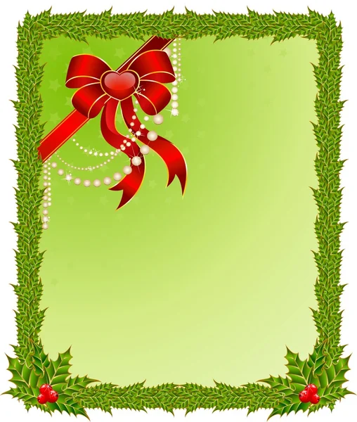 Schöner Weihnachtsrahmen auf grünem Hintergrund — Stockvektor