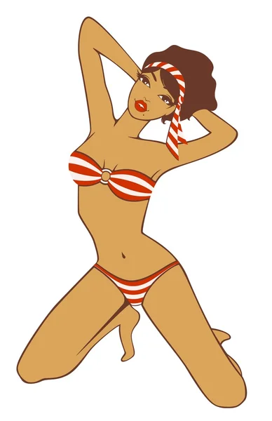 Beautiful pin-up girl in retro style. — Stock Vector